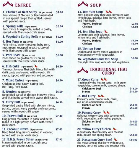 lanna thai restaurant menu